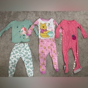 Lot of 18 months baby girl pajama sets Winnie the Pooh carters Disney set of 3